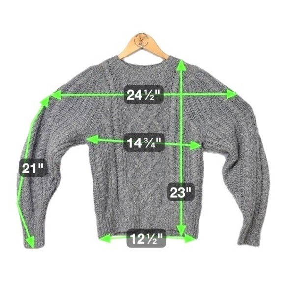 AQUA CASHMERE Cable Knit Sweater Women's Size S Grey Crew Neck Long Sleeve - Picture 5 of 6